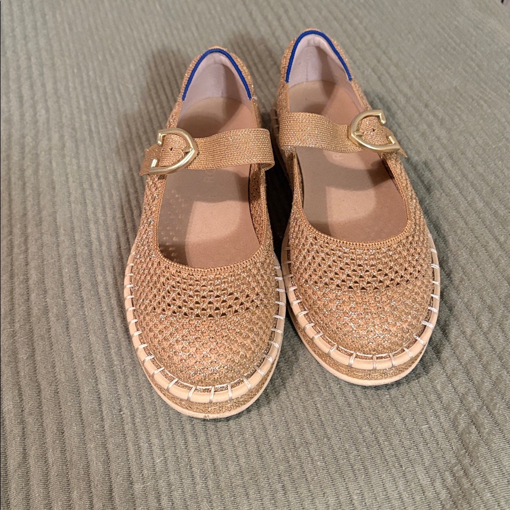 Rothys Espadrille Mary Jane Flats (metallic gold)